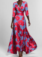 Lea | Seaside Glam Elegantes Mid Sleeve Maxi Kleid Ensemble