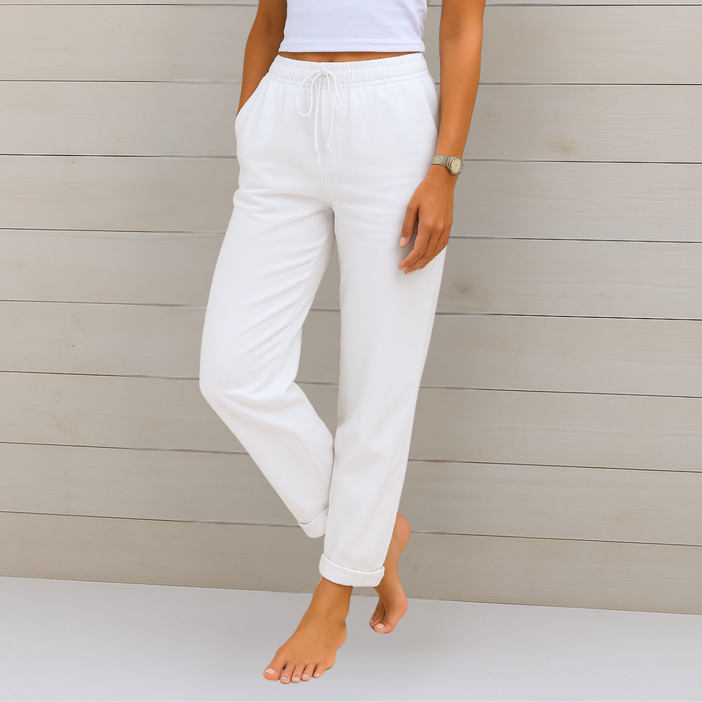 May | Elastische Premium-Leinenhose für Damen