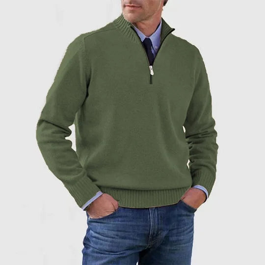 Ben | Modischer Warmer Pullover Mit Halbem Reißverschluss