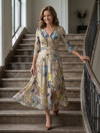 Celine | Midi Dress with Cross-Wrap Neckline