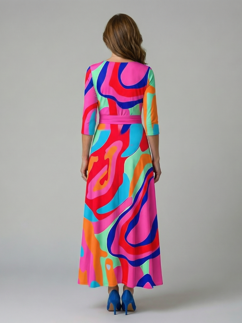 Celine | Midi Dress with Cross-Wrap Neckline