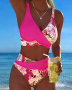 Jolina | Floral Split Bikini with Contrast Design