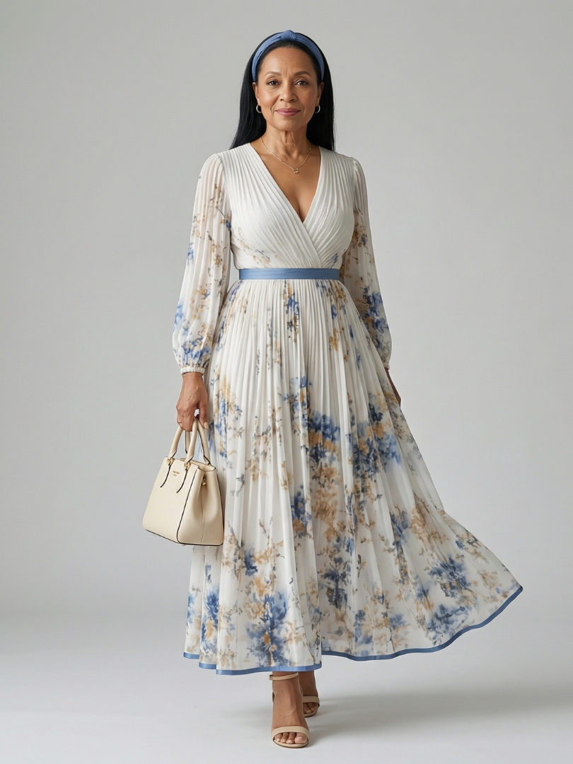 Rielle | Plissierter Wickel-Midikleid