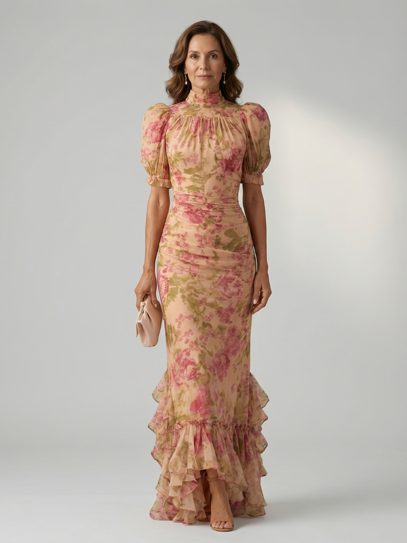 Vianne | Elegantes Maxikleid mit Hochkragen