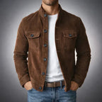 Herren Knopflederjacke