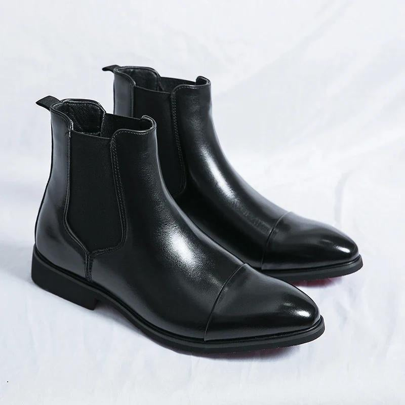 Giovanni Echtes Leder Chelsea-Stiefel