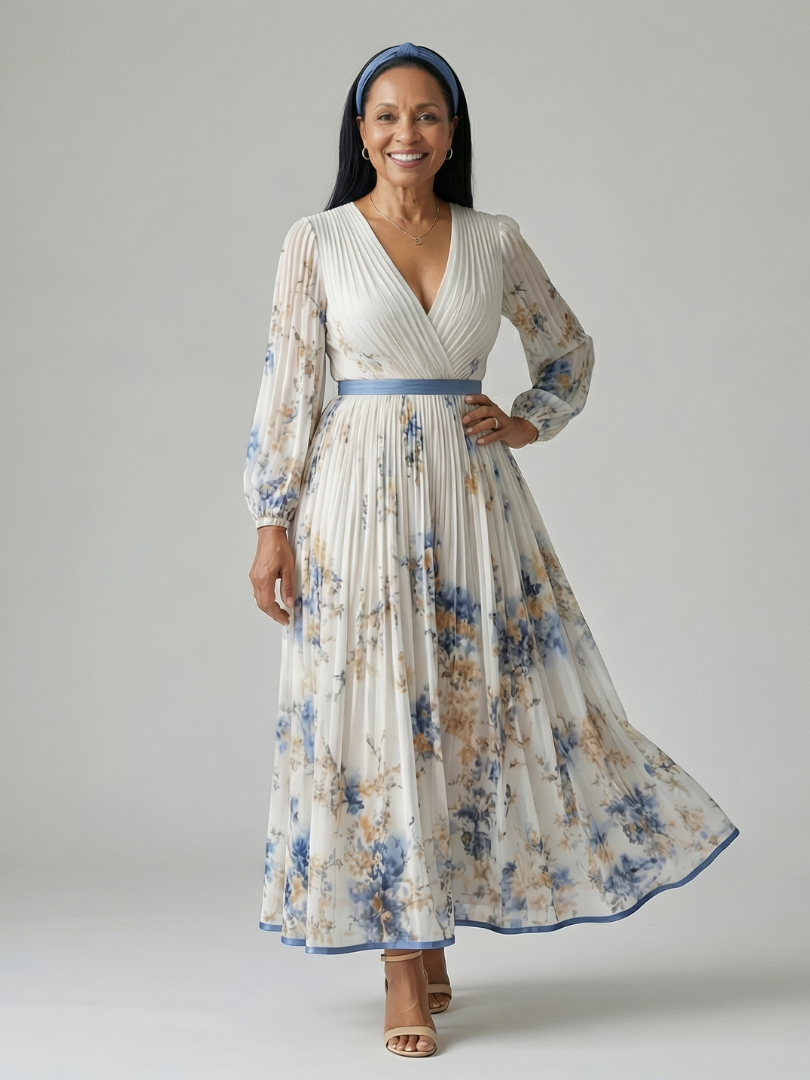 Rielle | Plissierter Wickel-Midikleid