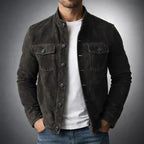 Herren Knopflederjacke