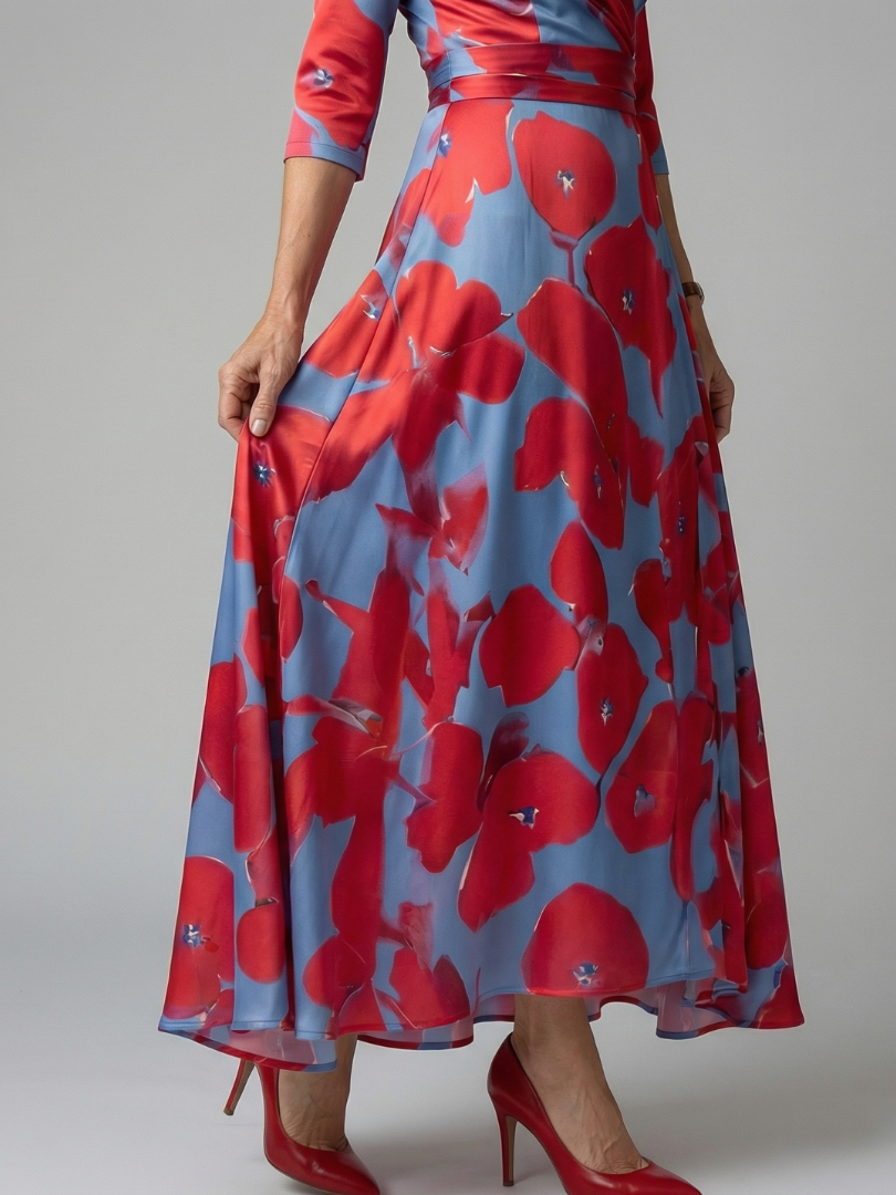 Celine | Midi Dress with Cross-Wrap Neckline