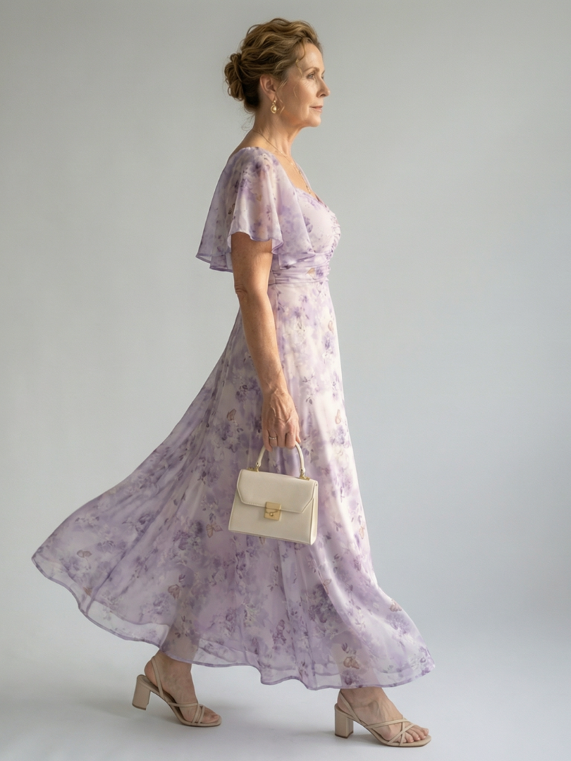Vaelis | Midi-Kleid mit schwingenden Flügelärmeln