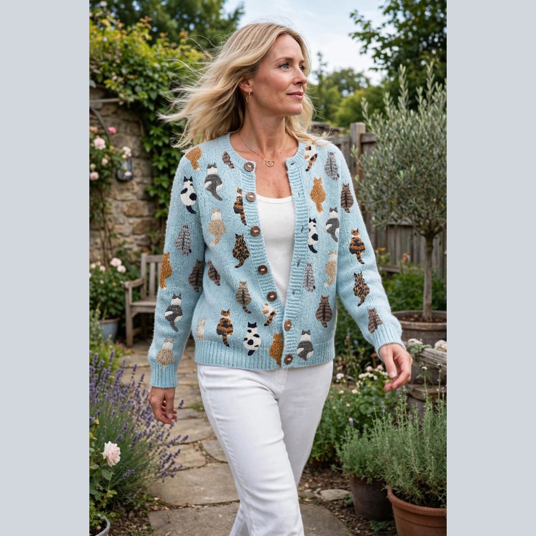 Allison | Cardigan mit Katzenmuster