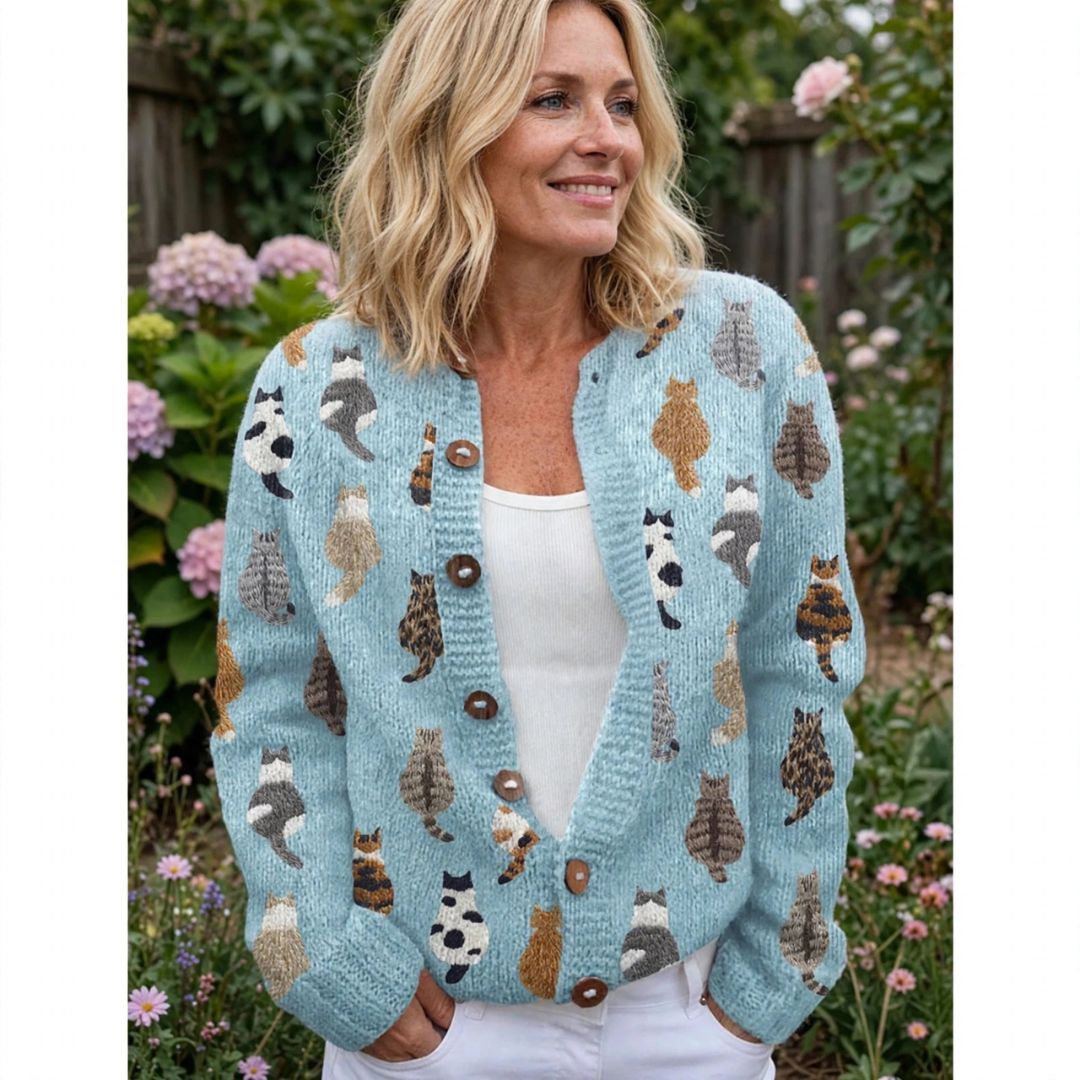 Allison | Cardigan mit Katzenmuster