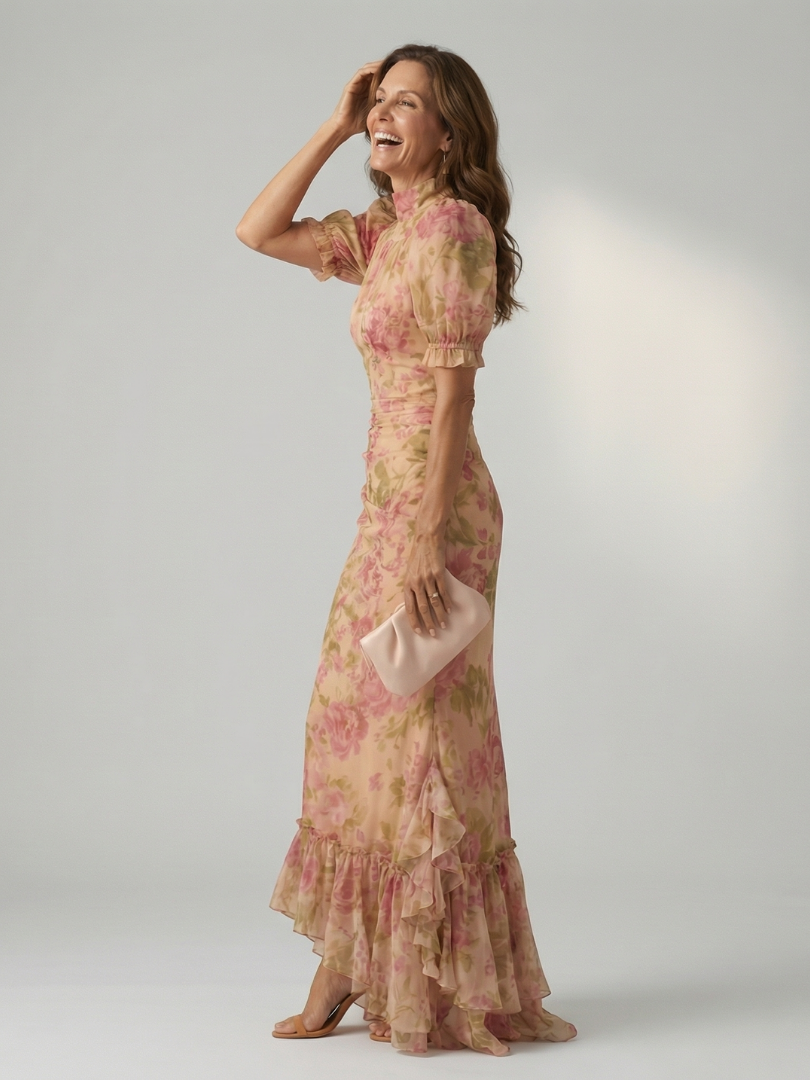 Vianne | Elegantes Maxikleid mit Hochkragen