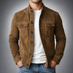 Herren Knopflederjacke