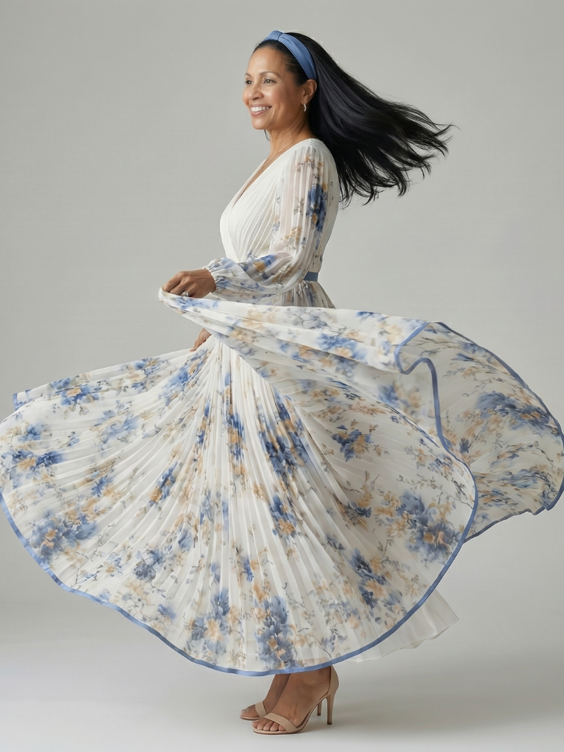 Rielle | Plissierter Wickel-Midikleid