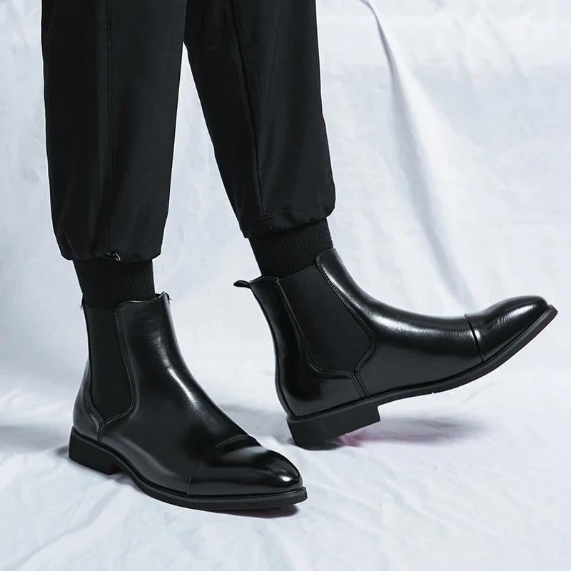 Giovanni Echtes Leder Chelsea-Stiefel