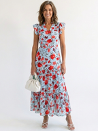 Lila | Elegantes Midi-Blumenkleid