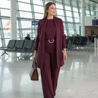 Elegantes 3-teiliges Set aus Longline-Cardigan, Top und Hose
