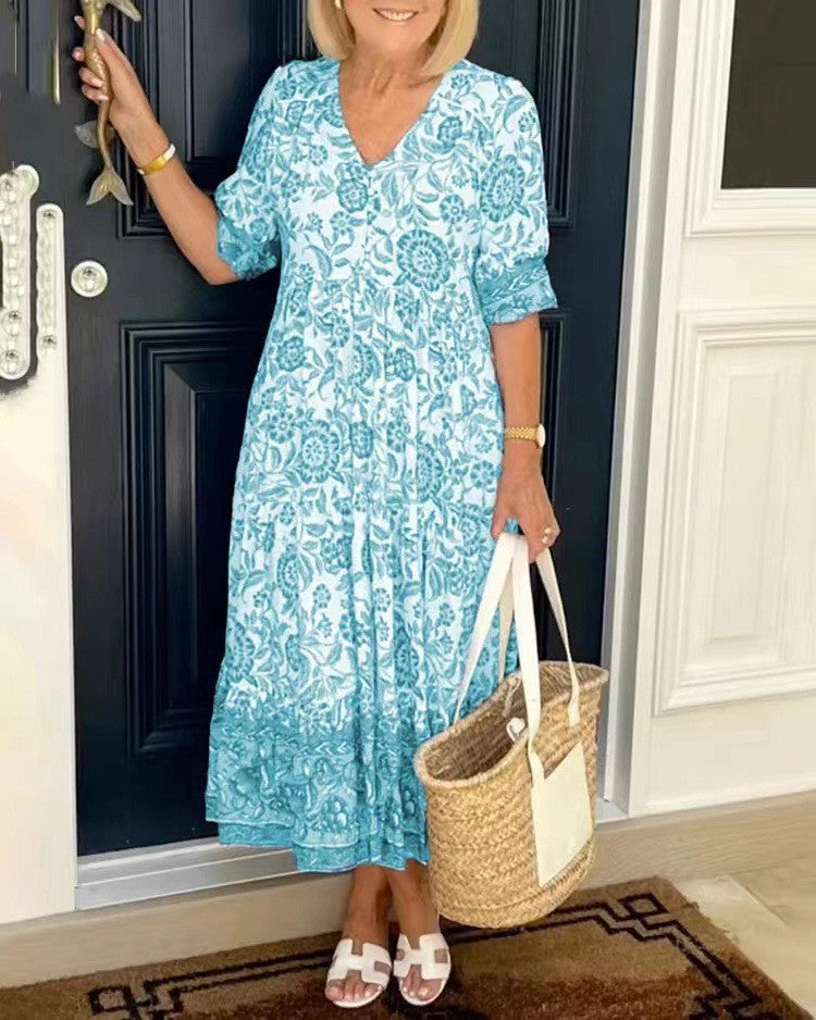 Keisha | Eleganter V-Ausschnitt mit floralem Design