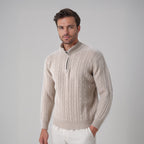Christian | Eleganter Zopfmuster-Strickpullover mit Halbzip