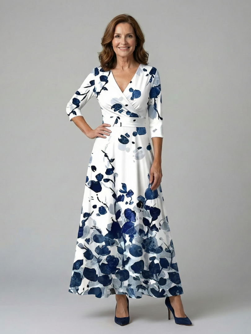 Celine | Midi Dress with Cross-Wrap Neckline