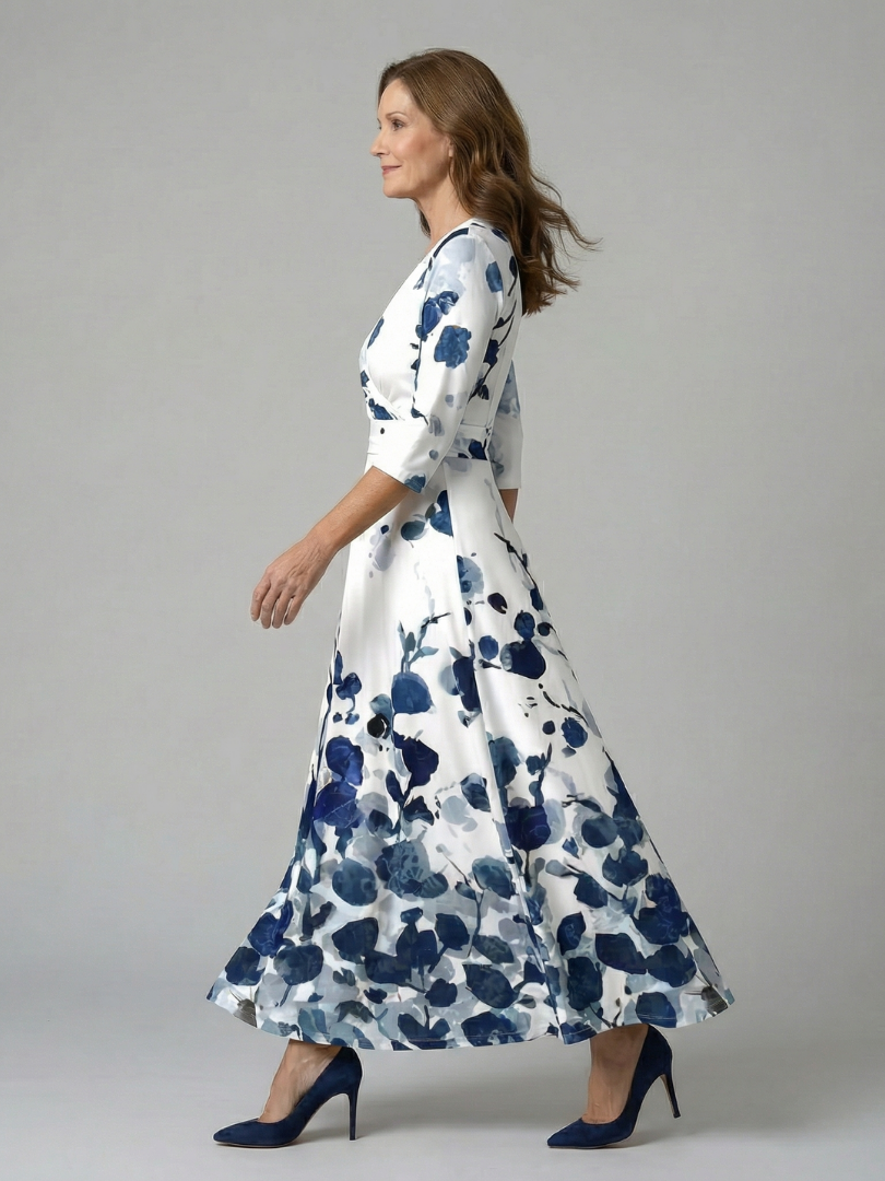 Celine | Midi Dress with Cross-Wrap Neckline