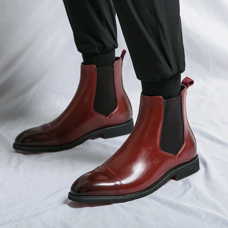 Giovanni Echtes Leder Chelsea-Stiefel