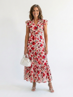 Lila | Elegantes Midi-Blumenkleid