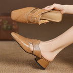Rosel Leder-Mules mit eckiger Zehenform