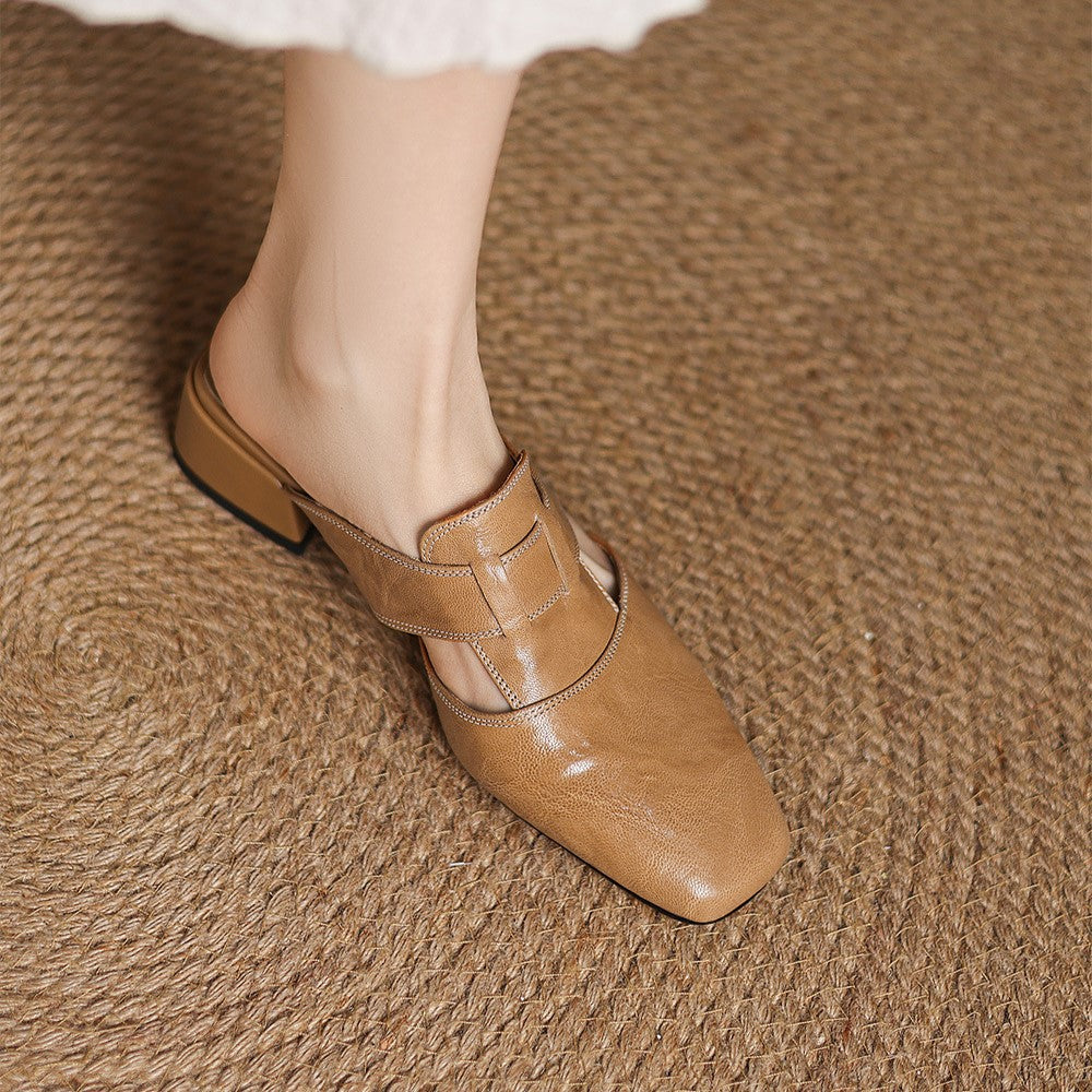 Rosel Leder-Mules mit eckiger Zehenform