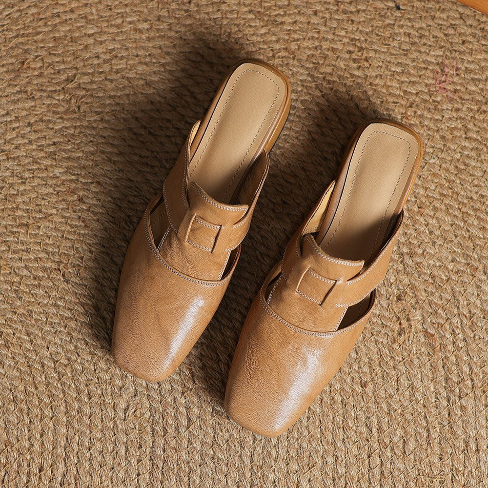 Rosel Leder-Mules mit eckiger Zehenform
