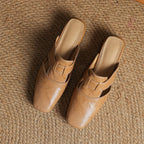Rosel Leder-Mules mit eckiger Zehenform