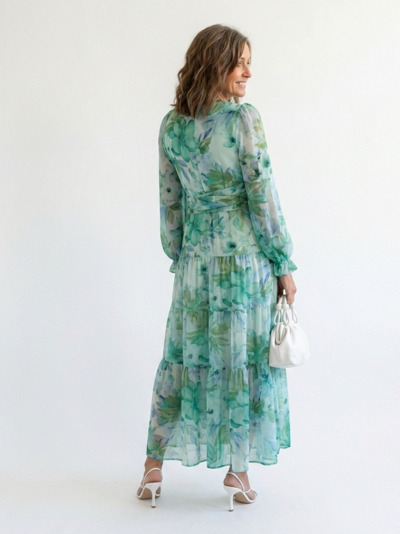 Althea | Maxi-Blumenkleid mit langen Ärmeln