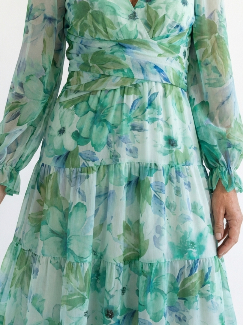Althea | Maxi-Blumenkleid mit langen Ärmeln
