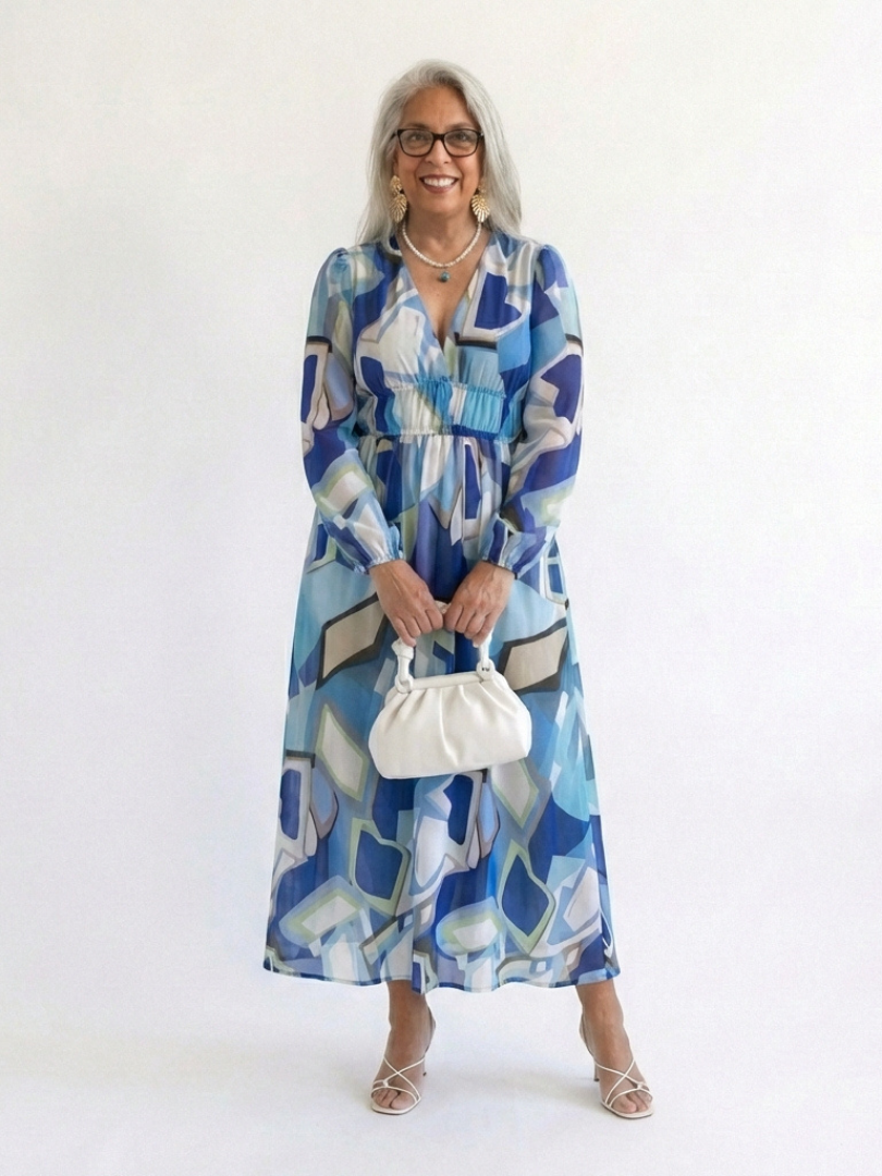 Althea | Maxi-Blumenkleid mit langen Ärmeln