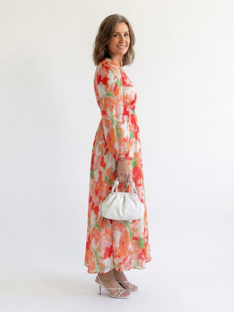Althea | Maxi-Blumenkleid mit langen Ärmeln