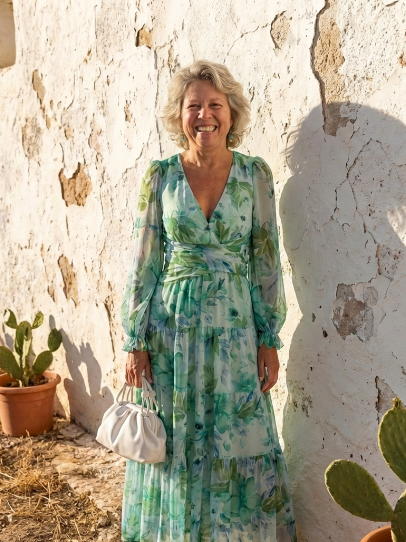 Althea | Maxi-Blumenkleid mit langen Ärmeln