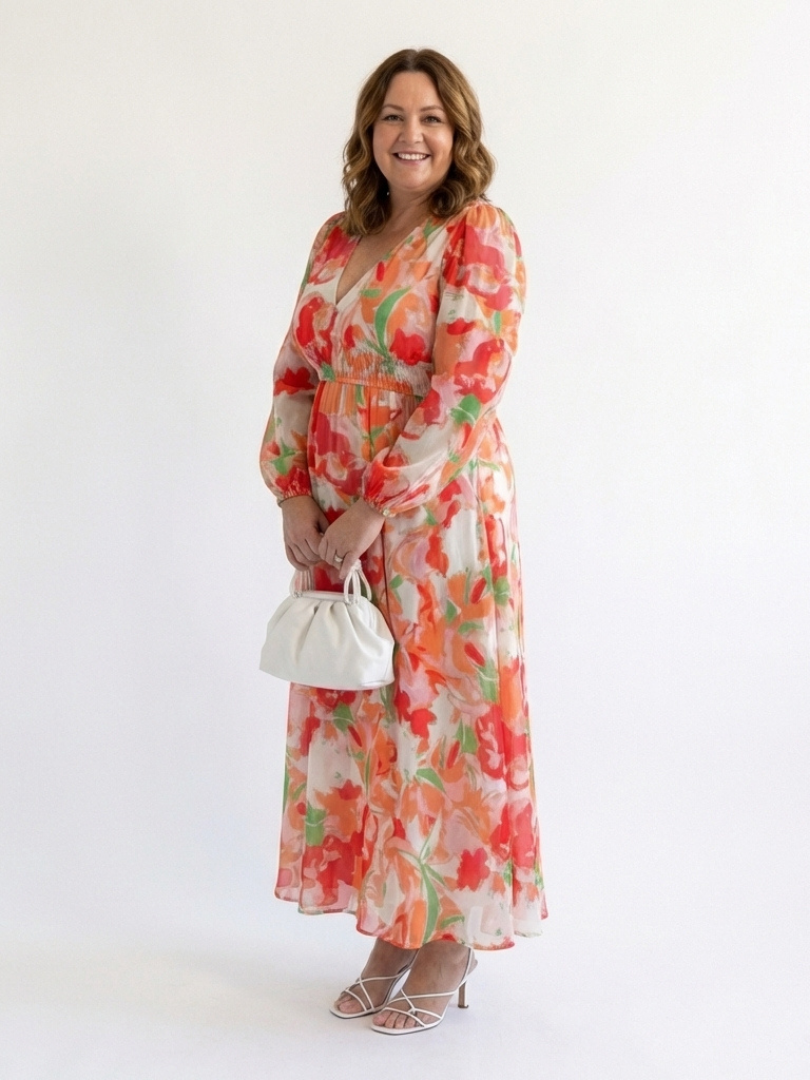 Althea | Maxi-Blumenkleid mit langen Ärmeln
