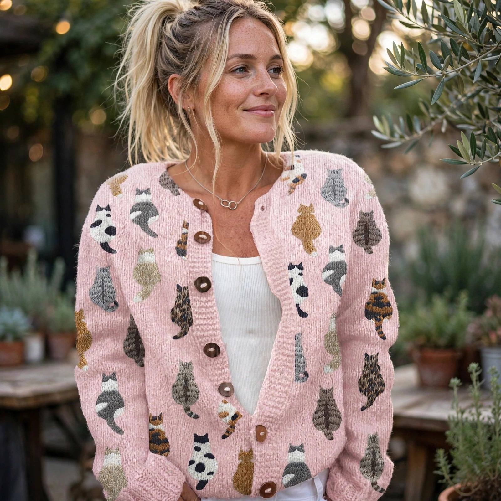 Allison | Cardigan mit Katzenmuster