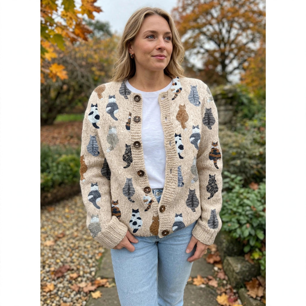 Allison | Cardigan mit Katzenmuster