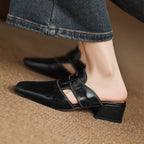 Rosel Leder-Mules mit eckiger Zehenform
