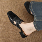 Rosel Leder-Mules mit eckiger Zehenform