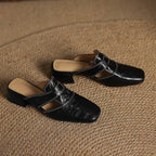 Rosel Leder-Mules mit eckiger Zehenform