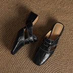 Rosel Leder-Mules mit eckiger Zehenform