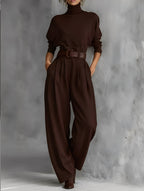 Mia – Poloshirt-Hals Gerade-Bein Jumpsuit