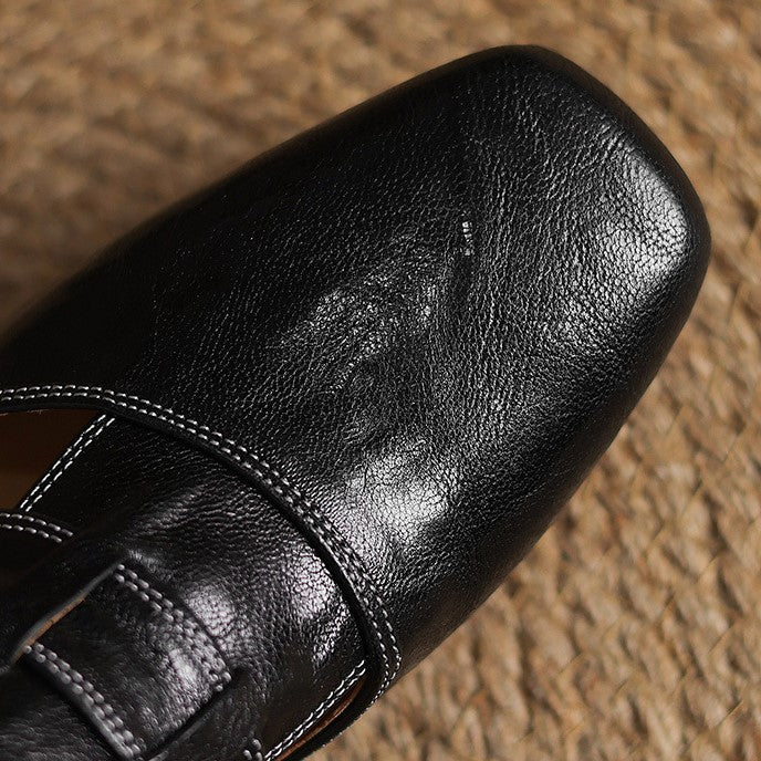 Rosel Leder-Mules mit eckiger Zehenform