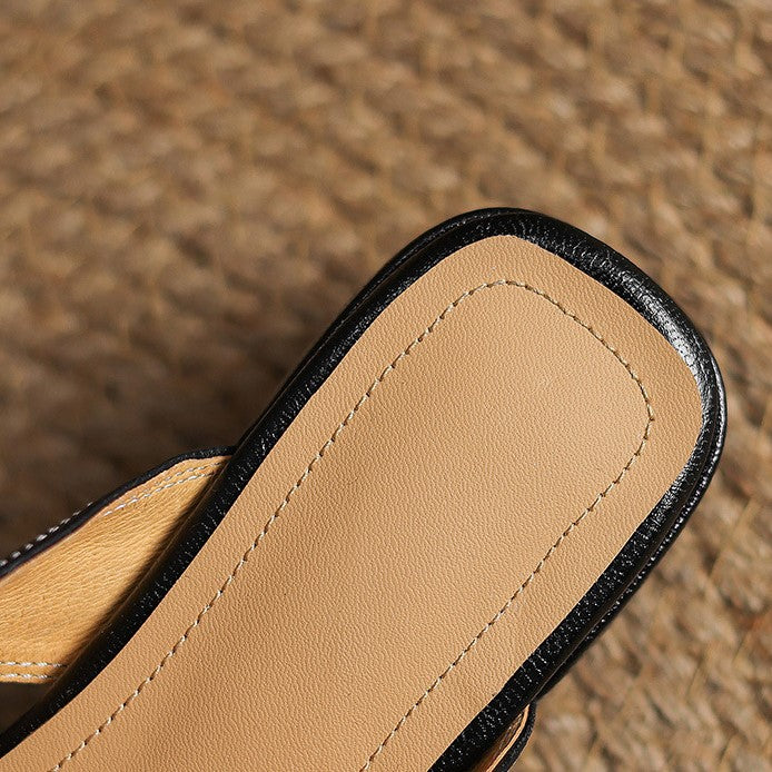 Rosel Leder-Mules mit eckiger Zehenform