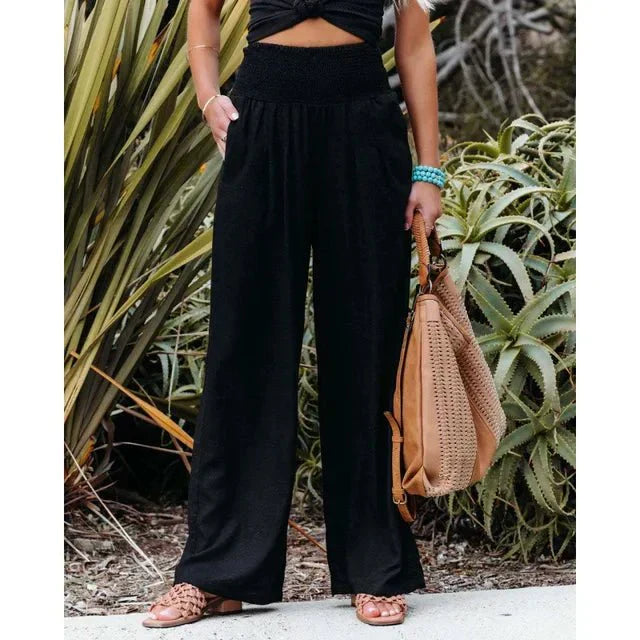 Antonina | Lange Hose aus Baumwolle und Leinen