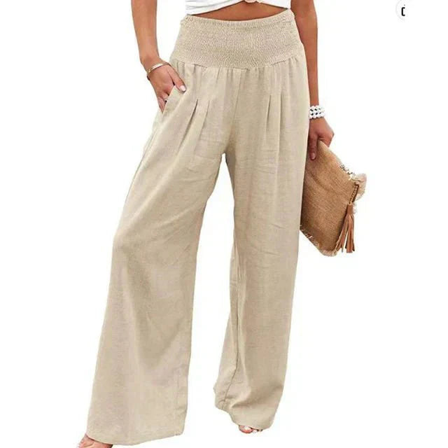 Antonina | Lange Hose aus Baumwolle und Leinen