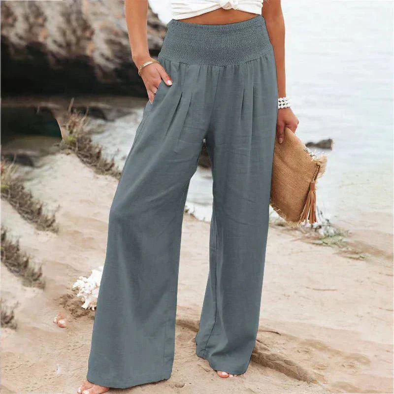 Antonina | Lange Hose aus Baumwolle und Leinen